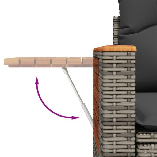 2 személyes szürke polyrattan kerti kanapé párnával