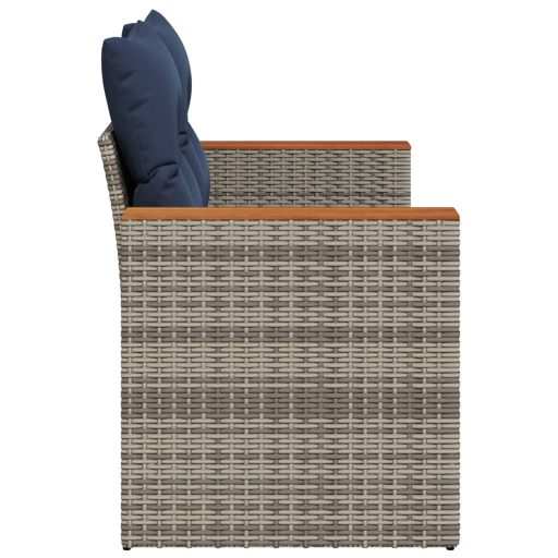 Kétszemélyes szürke polyrattan kerti kanapé párnákkal