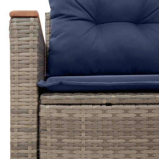 Kétszemélyes szürke polyrattan kerti kanapé párnákkal