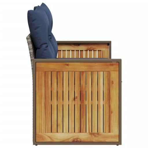 Kétszemélyes szürke polyrattan kerti kanapé párnákkal