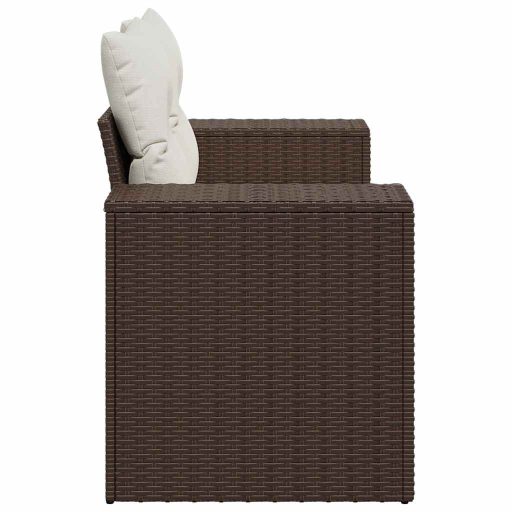 2 személyes barna polyrattan kerti kanapé párnával