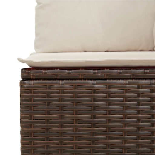 3 személyes barna polyrattan kerti kanapé párnával
