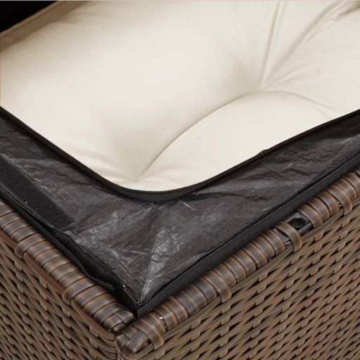 3 személyes barna polyrattan kerti kanapé párnával