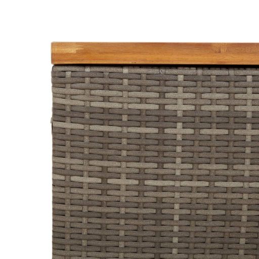 Szürke polyrattan és akácfa kerti tárolóláda 80 x 40 x 48 cm