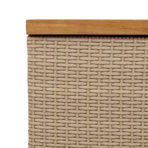 Bézs polyrattan és akácfa kerti tárolóláda 80 x 40 x 48 cm