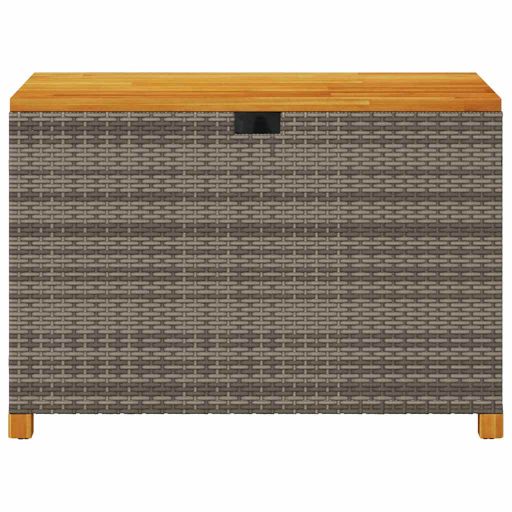 Szürke polyrattan és akácfa kerti tárolóláda 110 x 55 x 63 cm