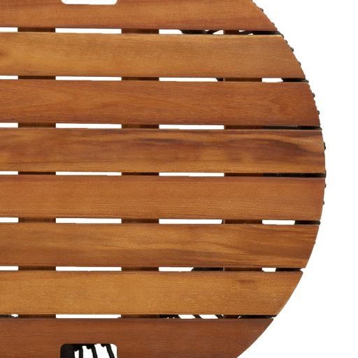 2 db fekete polyrattan kerti kisasztal fa asztallappal