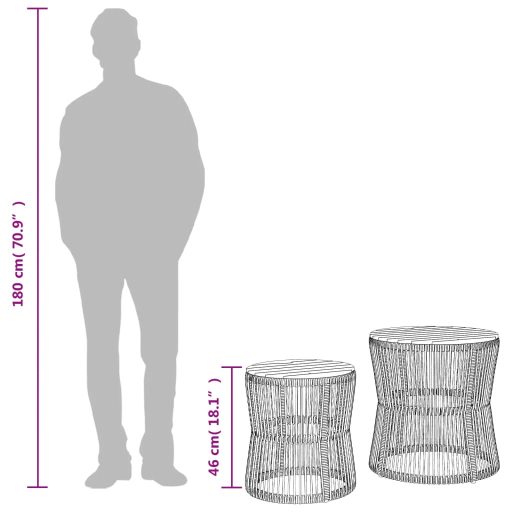 2 db fekete polyrattan kerti kisasztal fa asztallappal