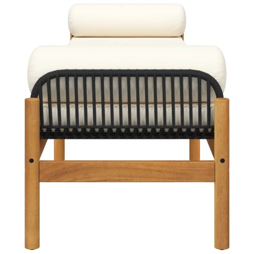 Polyrattan akácfa kerti pad fekete párnával