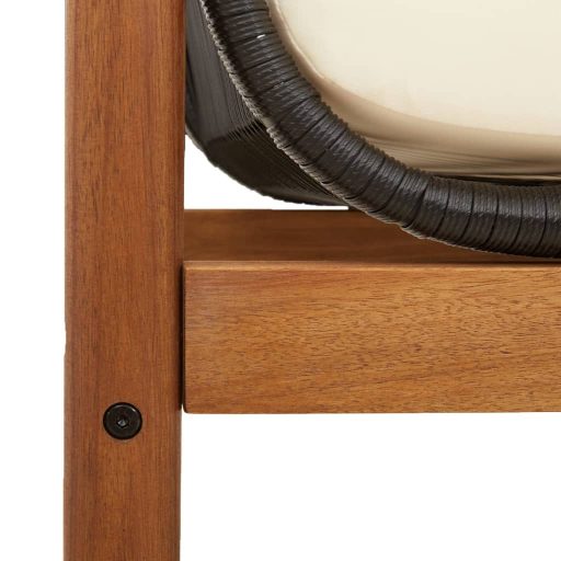 Polyrattan akácfa kerti pad fekete párnával