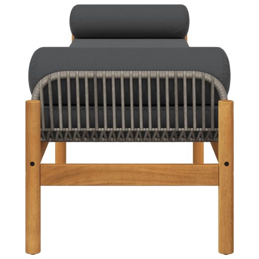 Polyrattan akácfa kerti pad szürke párnával