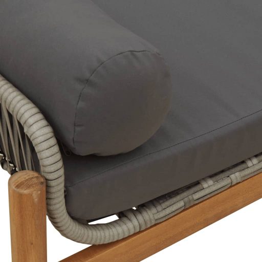 Polyrattan akácfa kerti pad szürke párnával