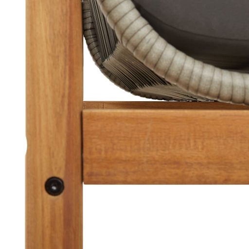 Polyrattan akácfa kerti pad szürke párnával