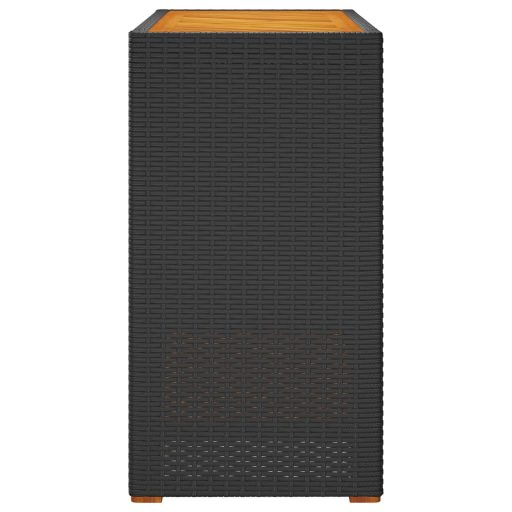 Fekete polyrattan falapos kerti asztal 100x40x75 cm