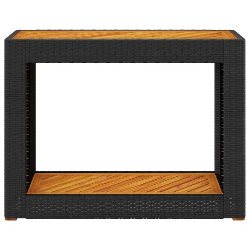 Fekete polyrattan falapos kerti asztal 100x40x75 cm