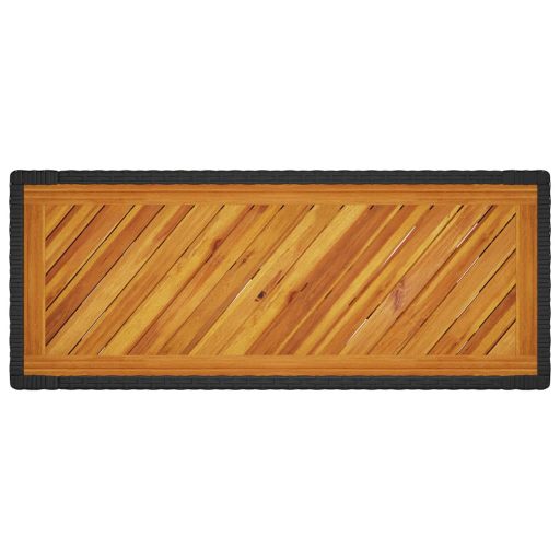 Fekete polyrattan falapos kerti asztal 100x40x75 cm