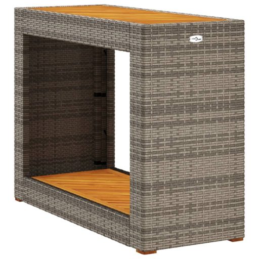 Szürke polyrattan falapos kerti asztal 100x40x75 cm