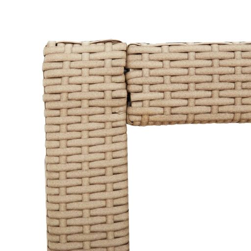 Bézs polyrattan kerti kisasztal fa asztallappal 100x40x75 cm