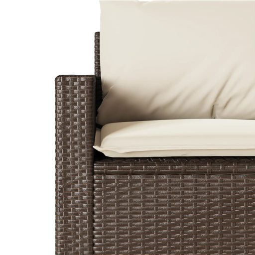 3 személyes barna polyrattan kerti kanapé párnával