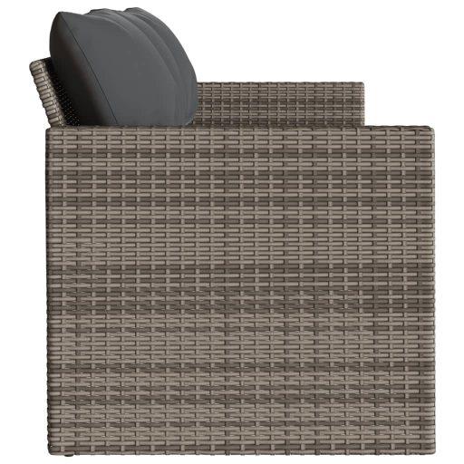3 személyes szürke polyrattan kerti kanapé párnával