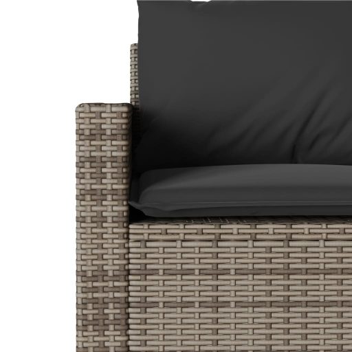 3 személyes szürke polyrattan kerti kanapé párnával