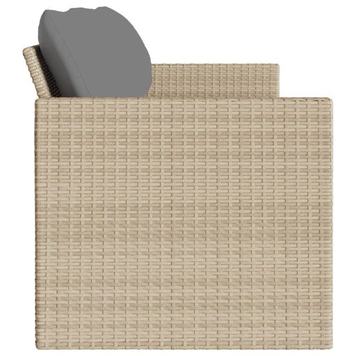 3 személyes bézs polyrattan kerti kanapé párnával