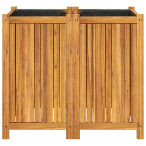 Tömör akácfa kerti virágtartó béléssel 84 x 42 x 75 cm