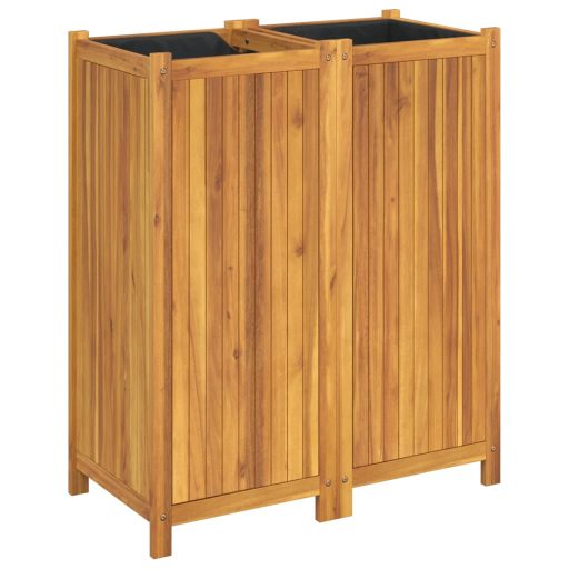Tömör akácfa kerti virágtartó béléssel 84 x 42 x 100 cm
