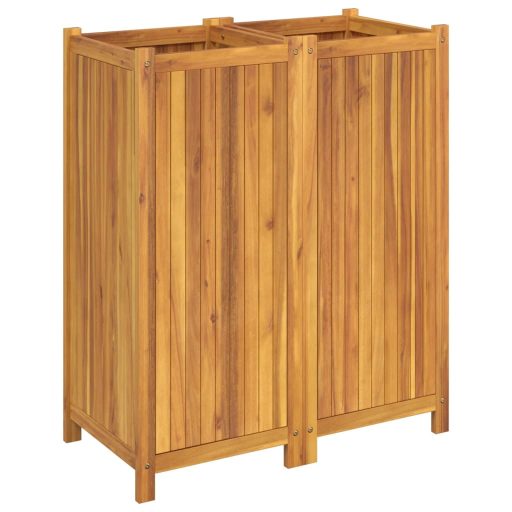 Tömör akácfa kerti virágtartó béléssel 84 x 42 x 100 cm