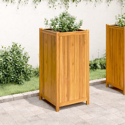 Tömör akácfa kerti virágtartó béléssel 50 x 50 x 100 cm