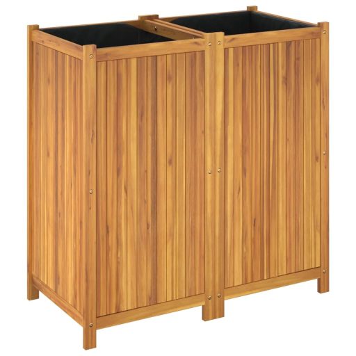 Tömör akácfa kerti virágtartó béléssel 100 x 50 x 100 cm