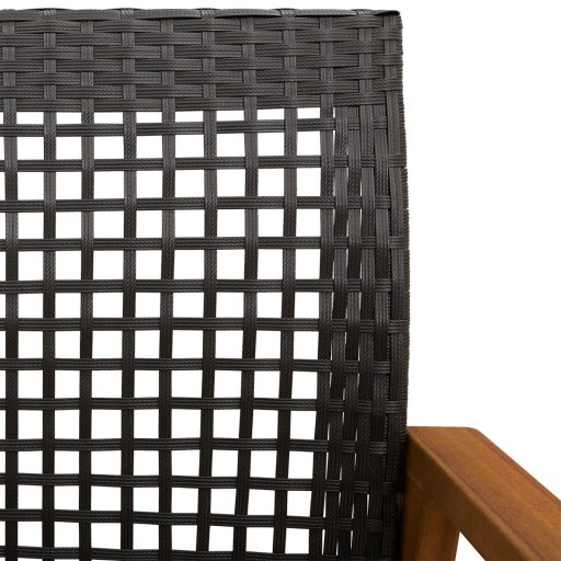 2 db fekete polyrattan és akácfa kerti szék