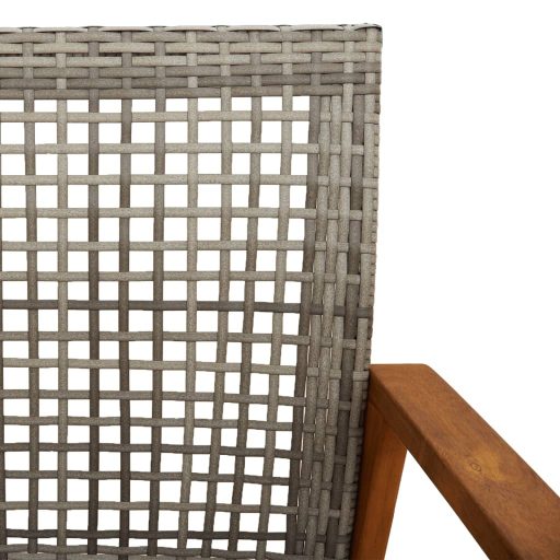 2 db szürke polyrattan és akácfa kerti szék