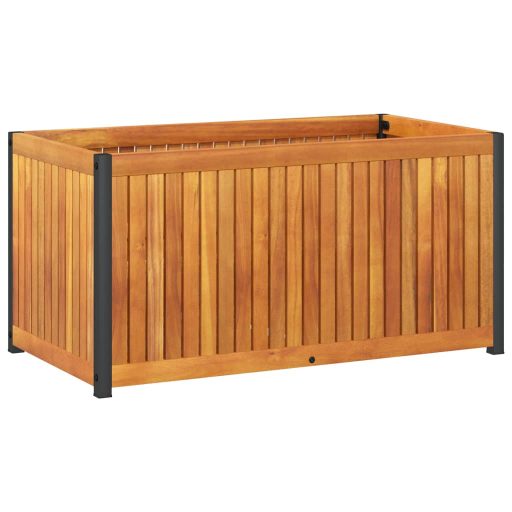 Tömör akácfa és acél kerti virágtartó 85 x 45 x 44 cm