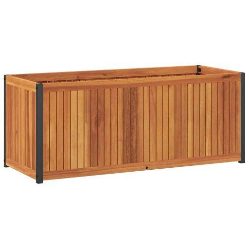 Tömör akácfa és acél kerti virágtartó 110 x 45 x 44 cm
