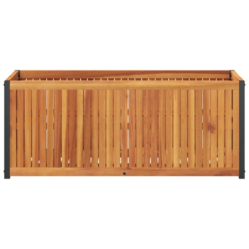 Tömör akácfa és acél kerti virágtartó 110 x 45 x 44 cm
