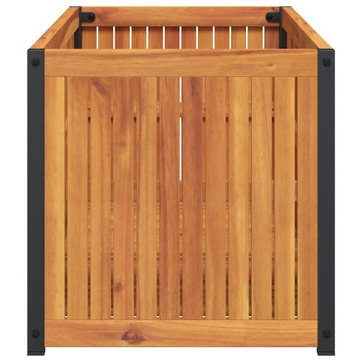 Tömör akácfa és acél kerti virágtartó 110 x 45 x 44 cm