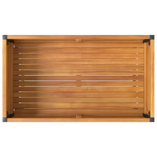 Tömör akácfa és acél kerti virágtartó polccal 80 x 45 x 80 cm