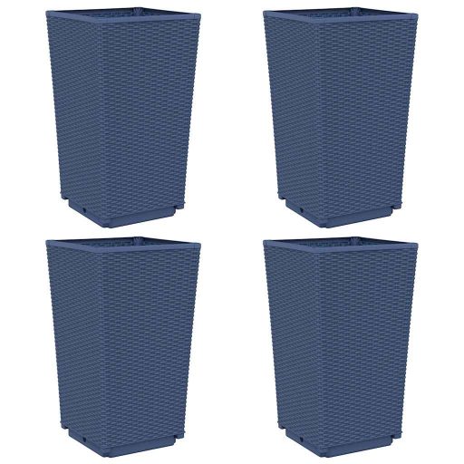 4 db kékszürke polipropilén kerti ültetőláda 32,5 x 32,5 x 57 cm