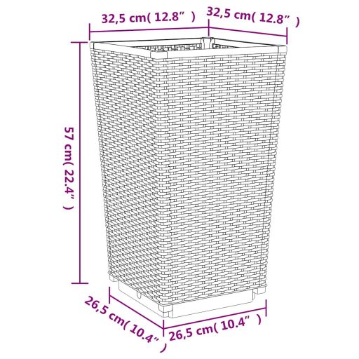 4 db kékszürke polipropilén kerti ültetőláda 32,5 x 32,5 x 57 cm