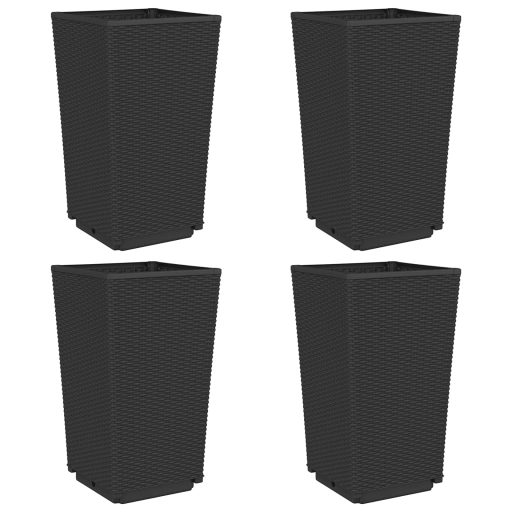 4 db fekete polipropilén kerti ültetőláda 32,5 x 32,5 x 57 cm