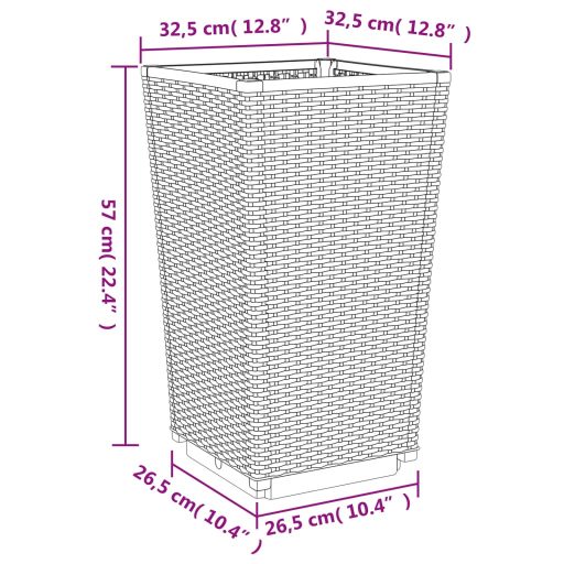 4 db fekete polipropilén kerti ültetőláda 32,5 x 32,5 x 57 cm