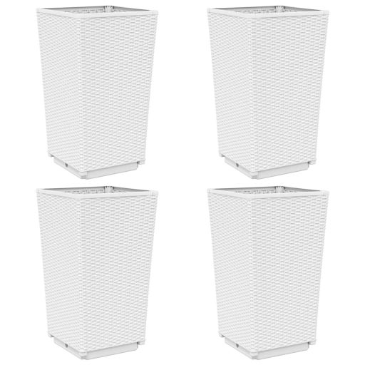 4 db fehér polipropilén kerti ültetőláda 32,5 x 32,5 x 57 cm