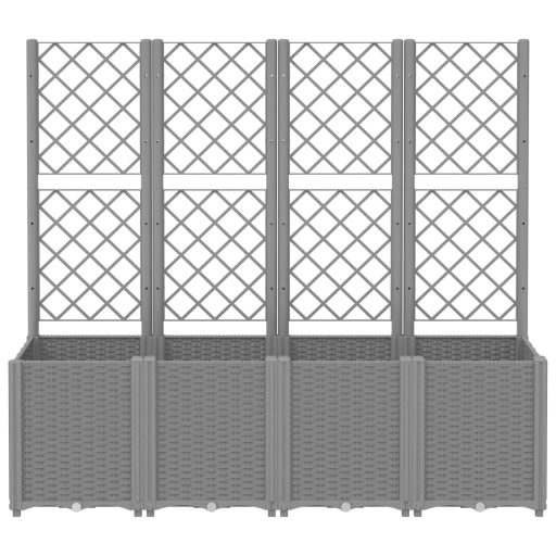 Világosszürke PP rácsos kerti ültetőláda 160 x 40 x 140 cm