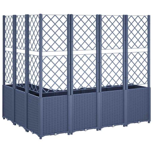 Kékszürke polipropilén rácsos kerti ültetőláda 160 x 120 x 140 cm