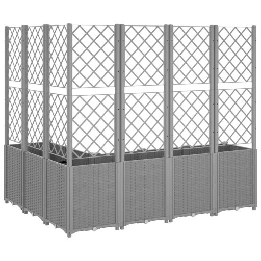 Világosszürke PP rácsos kerti ültetőláda 160 x 120 x 140 cm