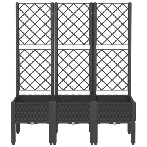 Fekete polipropilén rácsos kerti ültetőláda 120 x 40 x 142 cm