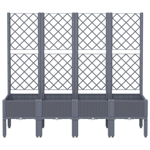 Szürke PP rácsos kerti ültetőláda 160 x 40 x 142 cm