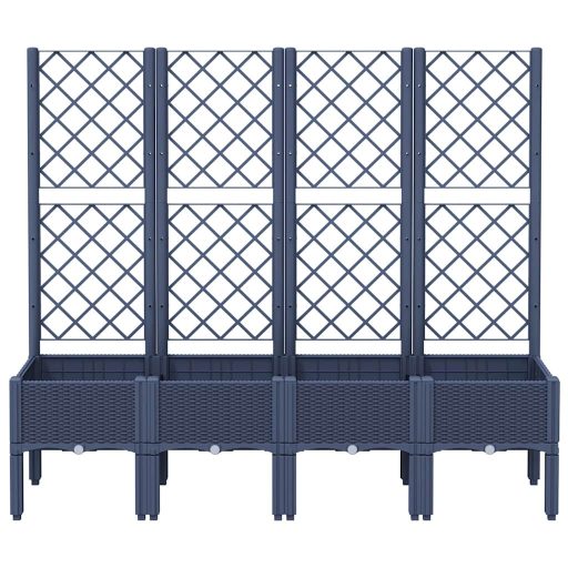 Kékszürke PP rácsos kerti ültetőláda 160 x 40 x 142 cm
