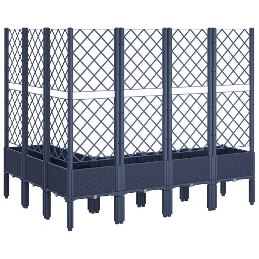 Kékszürke PP rácsos kerti ültetőláda 160 x 120 x 142 cm